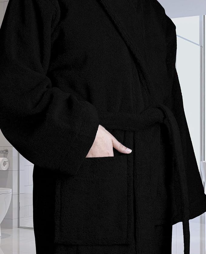 100% Cotton Shawl Collar Bathrobe for Women & Men – Terry Cloth, Lightweight Plush Long Spa & Hotel Luxury Robe