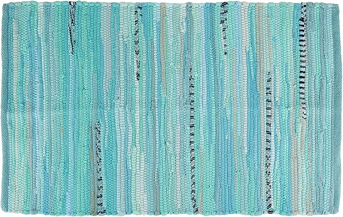 DII Chindi Home Collection Handwoven Multicolor Area Rag Rug, 20x31.5, Aqua
