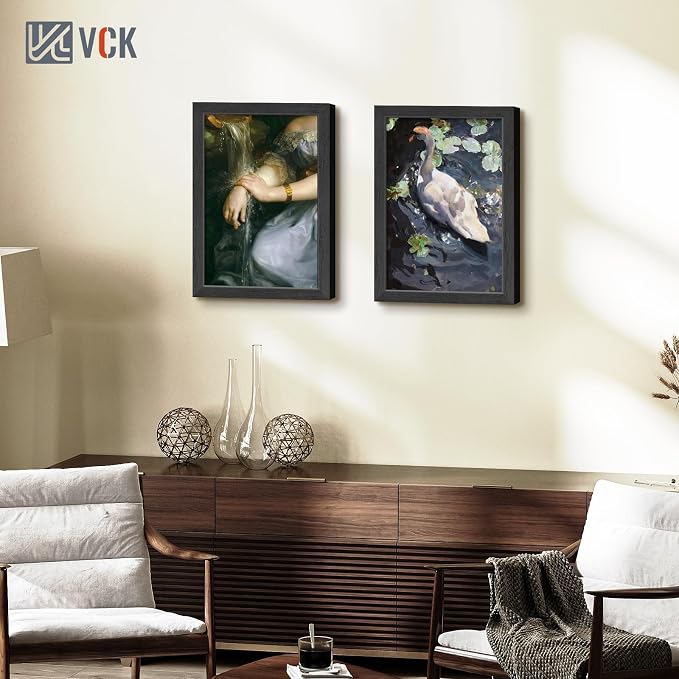 VCK 12x18 Frame Set of 3, black Wood Frames, Gallery Wall Decor Photo Frames for Wall Mounting Horizontally or Vertically