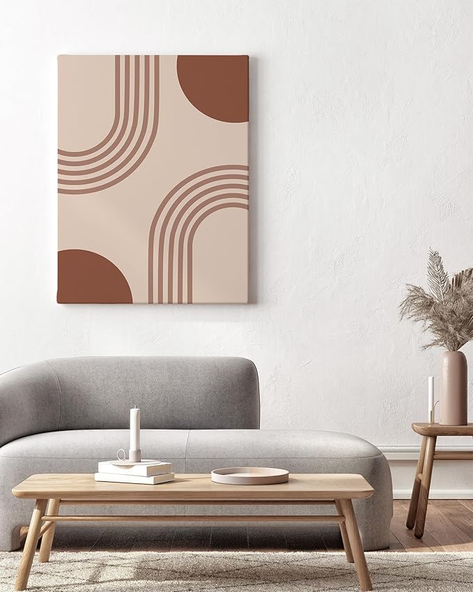 Zen Stacked Stones Wrapped Canvas Wall Art Minimalist Organic Circles Earth Tones Terracotta 24x36 Inch Gallery Stretched Spiritual Home Art Decor