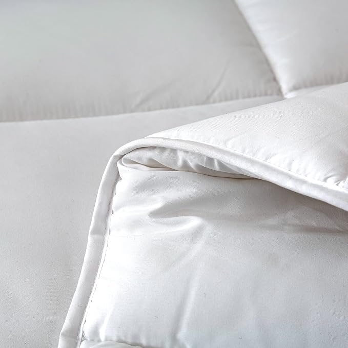 Dorrin Nessin Twin Size Down Alternative Comforter All Season Duvet Insert(White,68x90)-Ultra Soft Double Brushed Microfiber Quilt Cover, Classic Box Stitched with 8 Corner Tabs