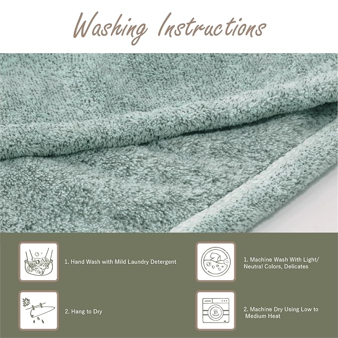 myHomeBody Hair Towel Wrap, Quick Drying Turban, Absorbent Cap – Green | Hair Turban Towel for wet hair, Ultra Soft Charcoal Fiber Cap, Towel Head Wrap for bathing with Coconut Shell Button