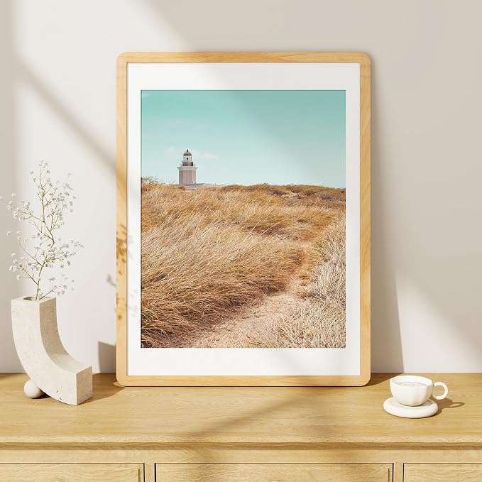 Fun Memories 18x24 Poster Frame - Solid Beech Wood Frame, 18x24 Picture Frame with Mat for 16x20, Wood Frame with Tempered Glass, 24x18 Large Poster Frame for Gallery Wall Display, Natural Beech