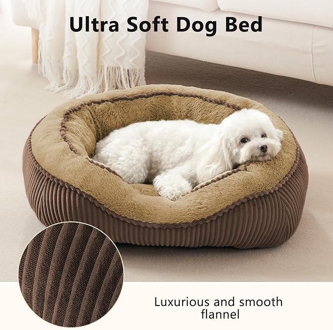 Dog Beds for Small Medium Large Dogs & Cats. Washable Pet Bed, Orthopedic Dog Sofa Bed, Soft Calming Sleeping Warming Puppy Bed (Brown, Large-(30’’x 24’’x 9’’))