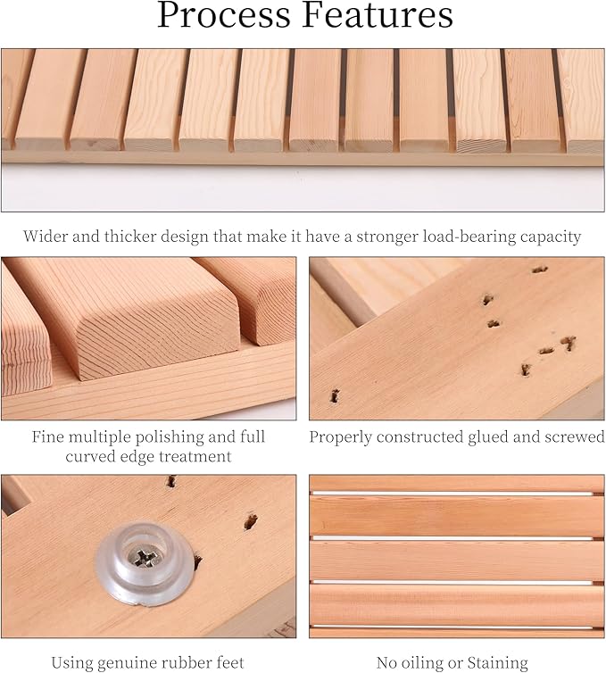 bingaai Cedar Wood Shower Mat, Cedar Wooden Bath Mats, Wood Bath Mat 31.5 × 23.6 in, Shower Stall Mat Non-Slip for Bathroom Bathtub Spa Sauna Garden Home, Wooden Floor Mat Large for Indoor and Outdoor
