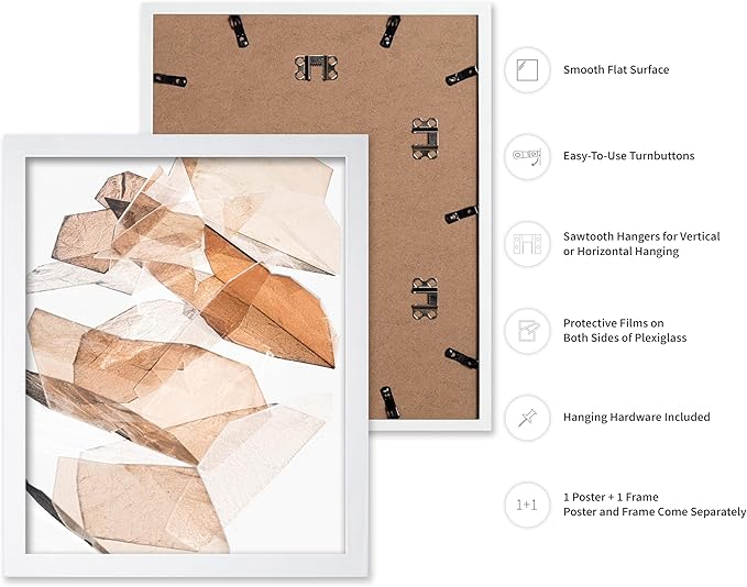 Monem Art Earthy Origami Paper Photography Print - Neutral Abstract Shapes Art Poster - Wall Decor for Living Room, Bedroom or Office - 8x10 White Framed Wall Art by Renee Stramel