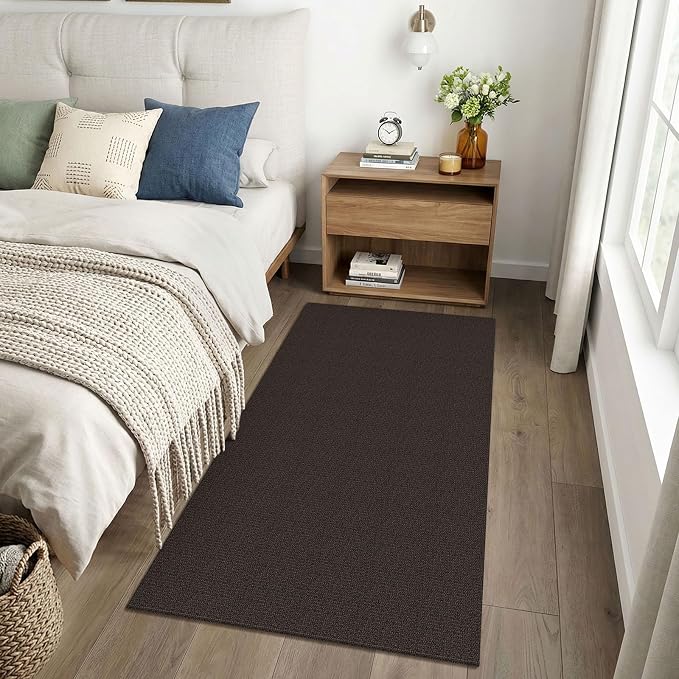 EARTHALL Washable Runner Rug 3x6 Ft Non Slip Runners for Hallways Wide Cotton Rubber Backed Kitchen Runner Braided Indoor Floor Carpet Runners for Entryway, Hallway, Kitchen, Bedroom, Taupe/Coffee