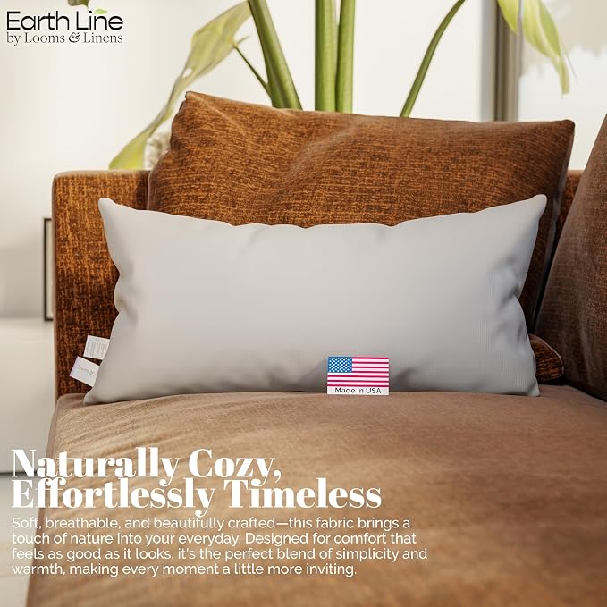 Looms & Linens Organic Cotton Pillow 12x18 inch Lumbar Cushion Insert with Organic Twill Shell - Pack of 1 Pillow Sham Stuffing Made in USA