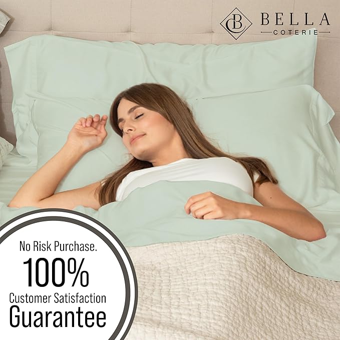 Bella Coterie | Luxury Bamboo Viscose Standard Size Pillowcase Set | 100% Organically Grown | Ultra Soft | Cooling | 2 Pcs [Sea Glass]