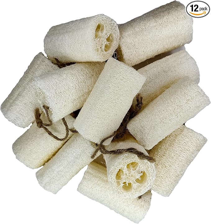 4" Plant Sponge 100% Natural Loofah Dish Sponges, Natural Dishwashing Sponges for Kitchen, Kitchen Scrubber Loofahs - 12 Pack