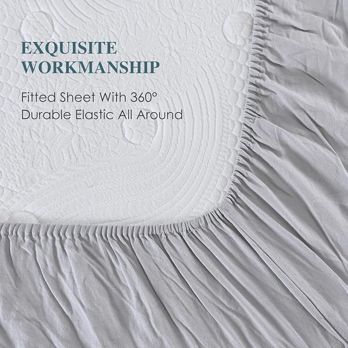 Sijo Premium Stone Washed French Linen 1 Flat Sheet (Dove, 1 Flat Sheet Only Full/Queen)