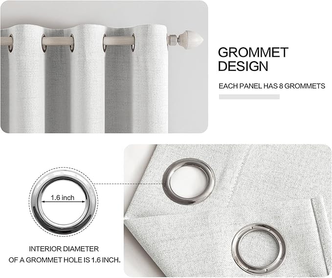 MIULEE 90 Inches Curtains for Bedroom 100% Blackout Thermal Insulated Heathered White Grommet Room Darkening Drapes Luxury Decor for Living Room Nursery 52 x 90 Inch (2 Panels)