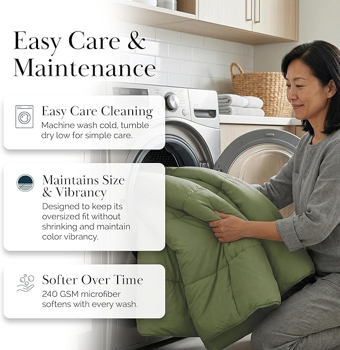 Southshore Fine Living, Inc. Oversized King Comforter, King Size Duvet Insert, Down Alternative Comforter, Bedding Set to Match Home Décor, Sage Green