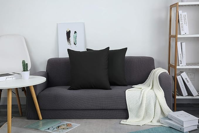 TangDepot 100% Cotton Solid Throw Pillow Cover 20x20 Charcoal Gray | 100% cotton, same-color zip, machine wash & air dry. For living room, bedroom, office, car. 42 colors, 268 sizes. Cover only.