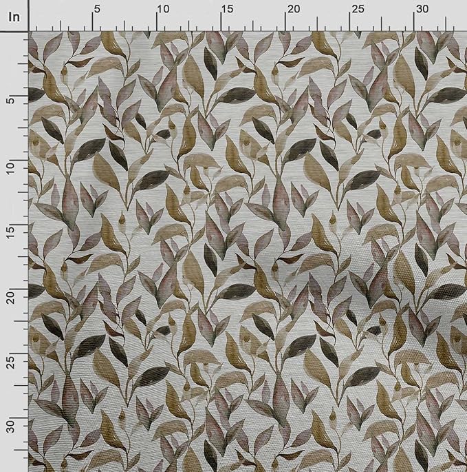 Soimoi Silky Satin Fabric Material, 1 Yard - 42" Inch Width, Green - Leaves Print - Soft Shiny Fabric for Dress, Pillowcases, Pajamas, Evening Dress, DIY