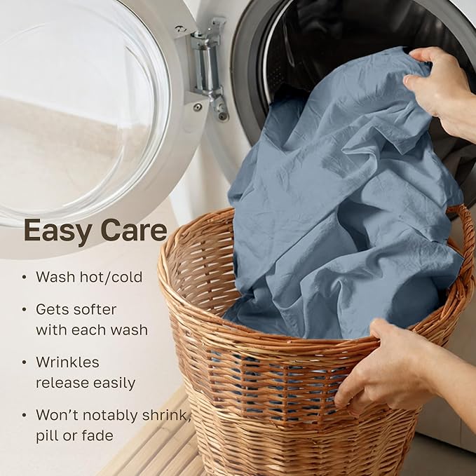 California Design Den Pack of 2 XL Twin Sheets Set - 100% Organic Cotton Bed Sheets Twin XL Size, Crisp Percale Feel, Deep Pockets, Lightweight Bedding Set - Blue Hydrangea