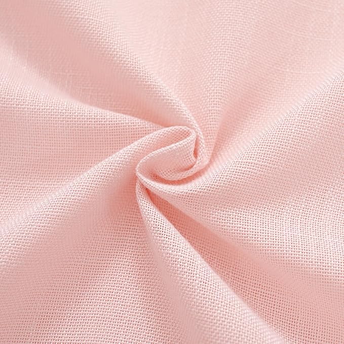Pink Light Filtering Linen Curtains 63 Inch Length 2 Panels for Girls Bedroom Nursery Soft Drapes Semi Sheer Farmhouse Boho Texture Window Treatment Sets Drapes for Living Room