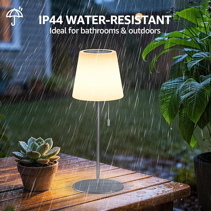 uuffoo Solar Lamp Waterproof 4000mAh Rechargeable with Remote, Solar Powered Outdoor Table Lamps Warm White & RGB, LED Battery Operated Lamp Portable for Outdoor Garden Patio (Gray)