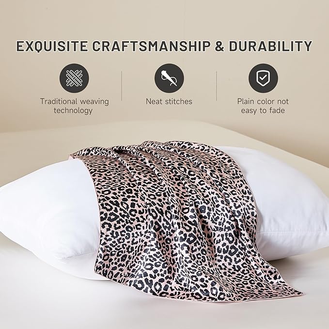 THXSILK Natural Silk Pillowcase for Hair and Skin with Hidden Zipper, Grade 6A+ Mulberry Silk Pillow Case, Organic Silk Pillowcase Standard Size 20x26 inches, 1PC, Leopard Print