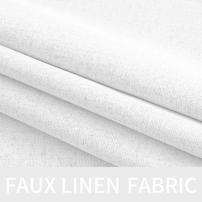 MIULEE Linen Textured Curtains for Bedroom Solid 100% Blackout Thermal Insulated Bright White Grommet Room Darkening Curtains & Drapes Luxury Decor for Living Room 52 x 54 Inch (2 Panels)