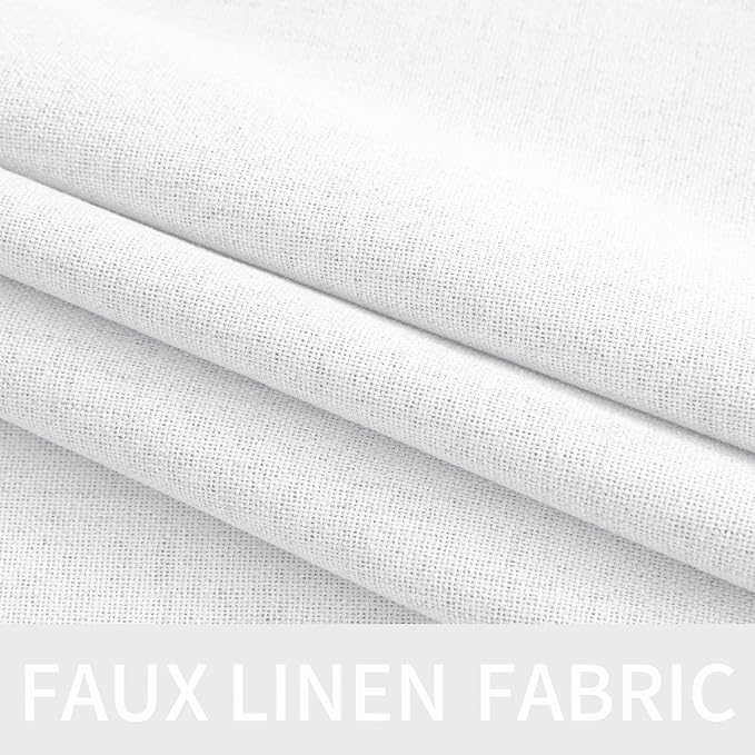 MIULEE Linen Textured Curtains for Bedroom Solid 100% Blackout Thermal Insulated Bright White Grommet Room Darkening Curtains & Drapes Luxury Decor for Living Room 52 x 45 Inch (2 Panels)