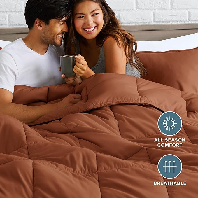 Bare Home Comforter Set - Full Size - Ultra-Soft - Goose Down Alternative - Premium 1800 Series - All Season Warmth (Full, Terracotta)