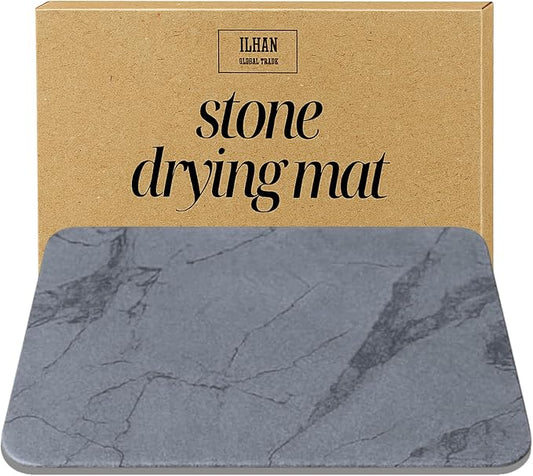Diatomite Stone Dish Drying Mat for Kitchen Counter & Sink – Quick Dry, Super Absorbent, Non Slip, Eco Friendly Water Absorbing Tray, Heat Resistant 16x12”