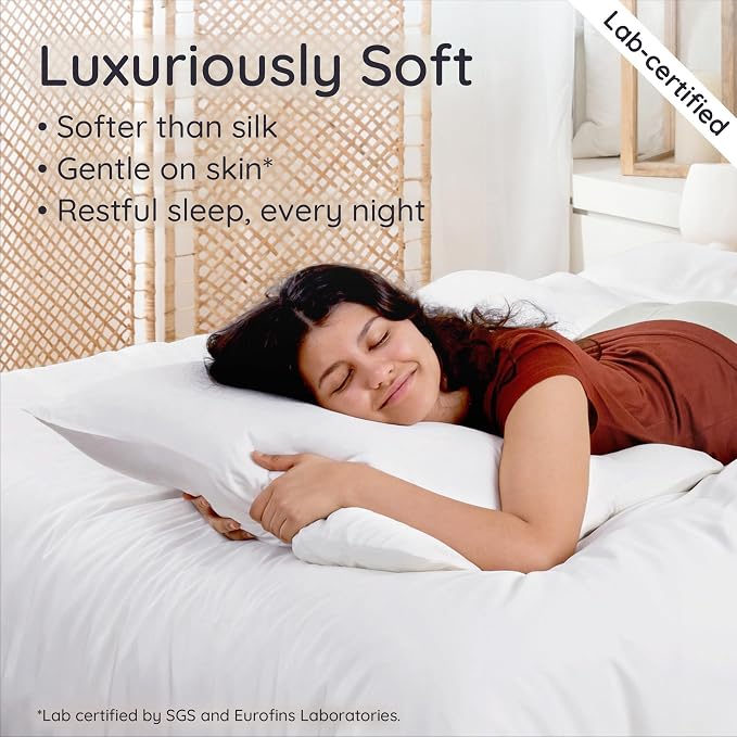 Bambaw 100% Viscose Derived from Bamboo Pillowcase Standard Size – Set of 2 Cooling Pillow Cases for Hot Sleepers, Breathable & Good for the Skin, Cooling Pillow Cover with Envelope Closure (White)