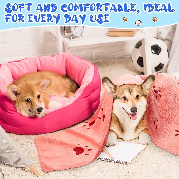 Moukeren 12 Pcs Dog Drying Towel Bulk 20'' x 39'' Microfiber Dog Bath Grooming Towels Absorbent Soft Quick Drying Cat Bathing Supplies for Small Medium Puppy Cat