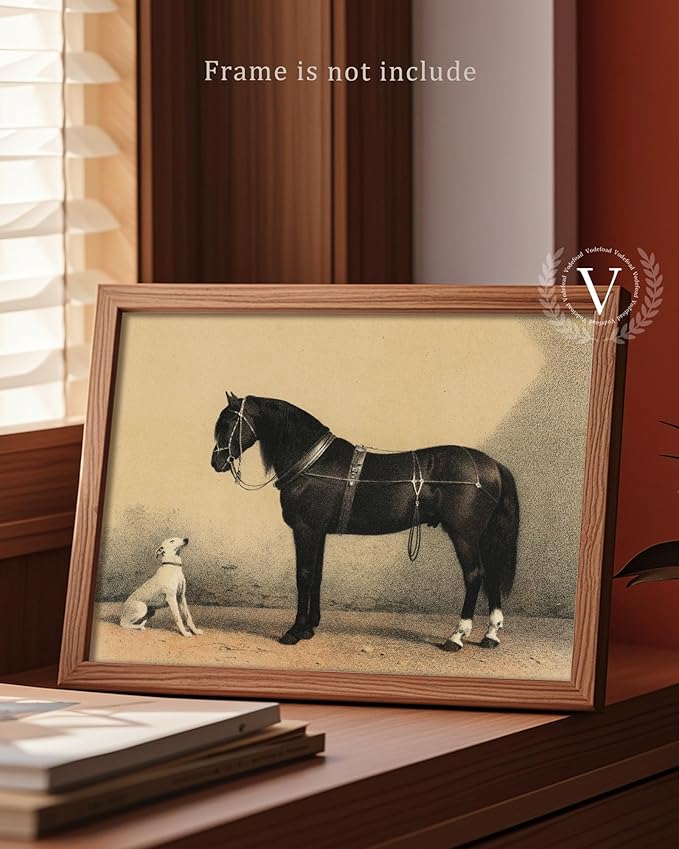 Vintage Horse Wall Art for Home Decor, Rustic Farmhouse Wall Decor Horse Canvas Artwork, Classical Animal Farm Aesthetic Picture Poster Equestrian Wall Art for Bathroom, Living Room, Desktop - 8x10Inch Unframe