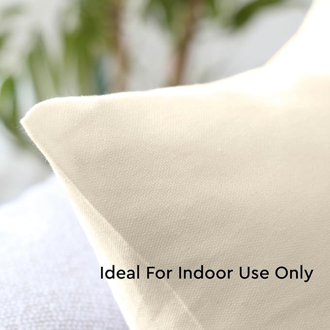 Encasa XO Throw Pillow Covers 18x18 in Set of 4 Natural | No Inserts | Cotton Pillow Covers for Living Room, Bed, Sofa, Couch | Decorative Cushion Covers with Improved Zipper