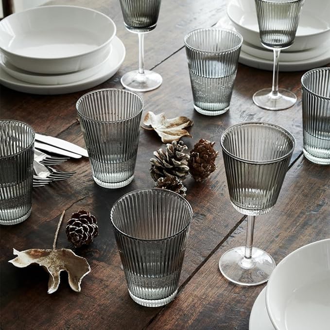 Rosendahl Grand Cru Nouveau Glass Tumbler Set (Set of 2) - 12.2 Fl. Oz. - Lead-Free, Dishwasher Safe, Elegant Clear Glass Drinkware for Water, Juice, Coffee, and Wine - Modern, Durable (Smoke)