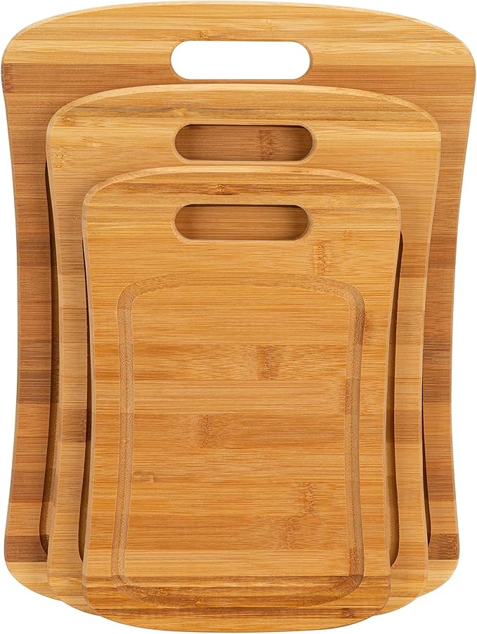 Kitchen Details Large Curved Bamboo Cutting Board, Dual Sided, Ultra Thick Cut Resistant