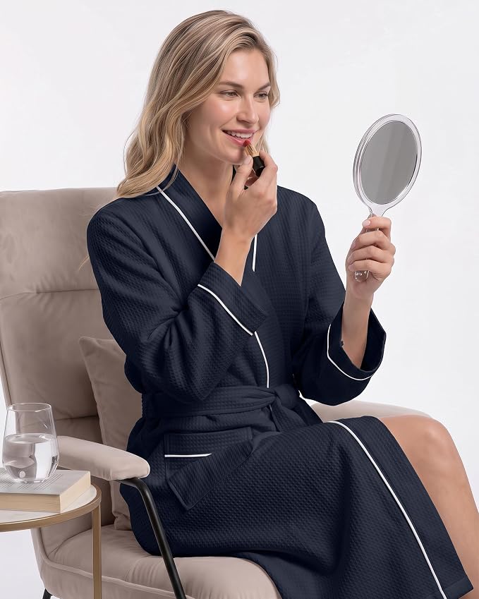 NY Threads Cotton Blend Waffle Robes for Women Full-Length Bathrobe