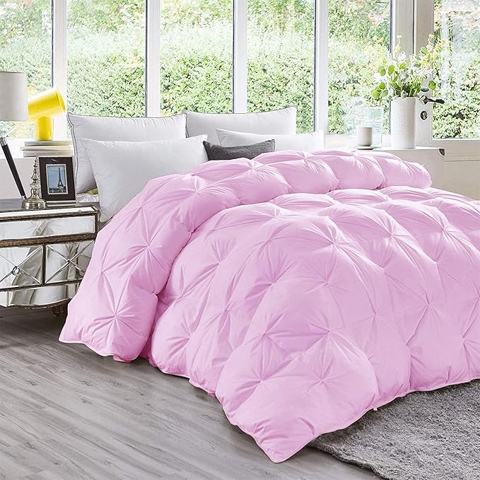 Hypoallergenic 1000-TC Pinch Pleated Down Alternative Comforter Full Size 82 x 86 Inches 1pc Comforter & 2 pcs Pillow Covers, 700 GSM & All Side Corner Tabs 100% Egyptian Cotton