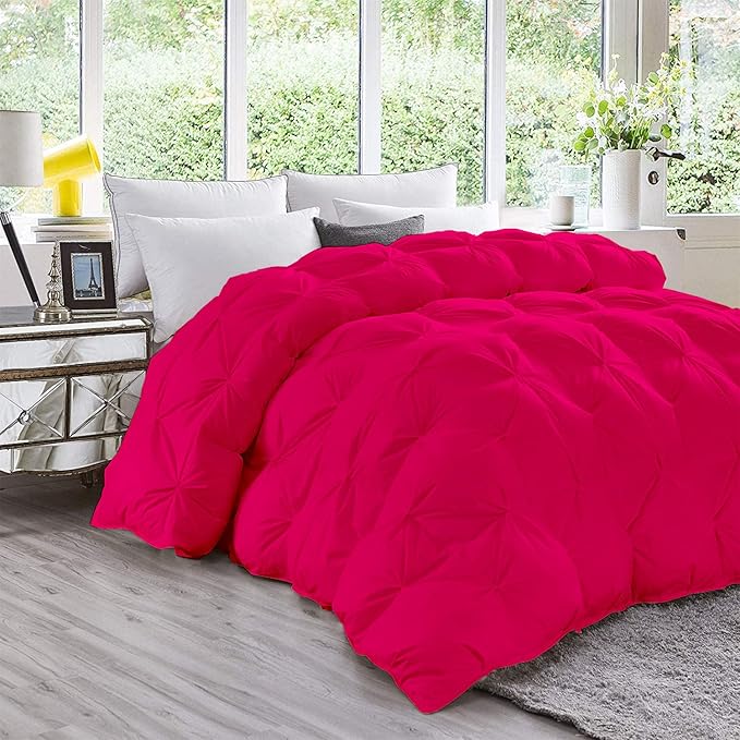 Hypoallergenic 1000-TC Pinch Pleated Down Alternative Comforter Super King Plus 120x120 Inches 1pc Comforter & 2 pcs Pillow Covers, 700 GSM & All Side Corner Tabs 100% Egyptian Cotton
