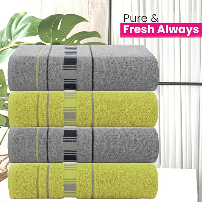 CASA COPENHAGEN X Line 4Pcs 100% Egyptian Cotton Designer Hand Towels Gift Set- Grey - Green 600 GSM, 28"x16", 4Hand Towels for Bathroom Set for Women & Men