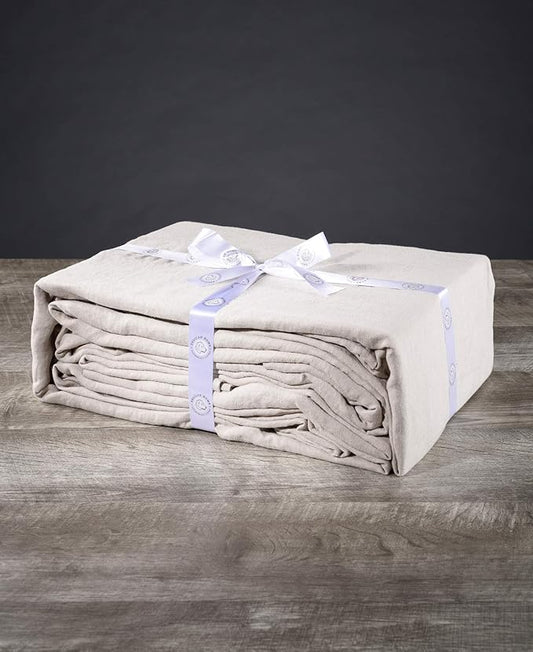 Delilah Home Sustainable Living 100% Organic Hemp Queen Bed Sheets Certified by GOTS and Vegan.org, Proudly Made in Portugal, 4 Piece Set, Natural
