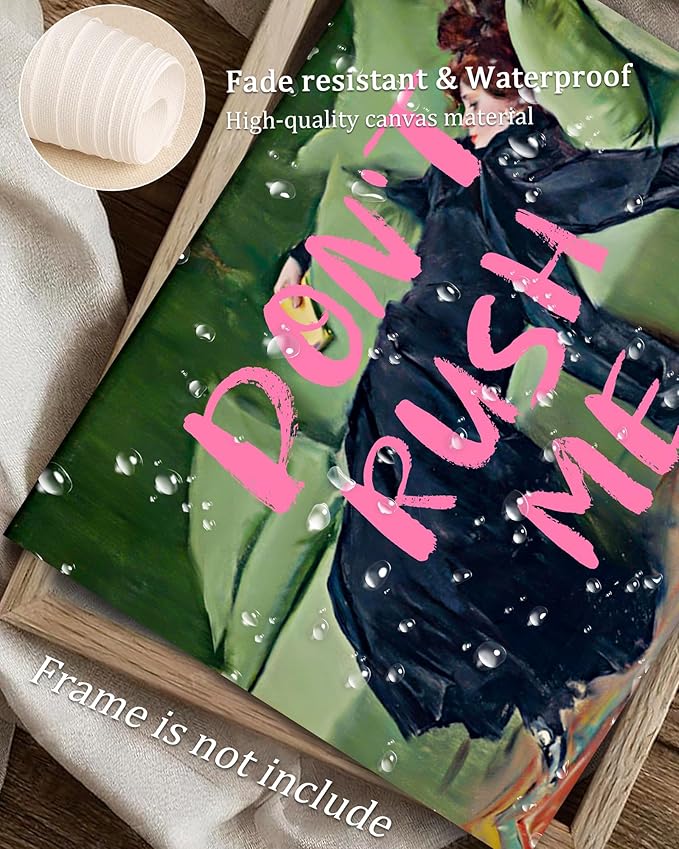 Vodefoad Don't Rush Me Altered Art Portrait, Girly Wall Art, Trendy Gallery Wall Print, Pink Graffiti Poster, Vintage Painting, Women Wall Artwork Maximalist Decor for Bedroom Bathroom Decor - 8x10Inch Unframe