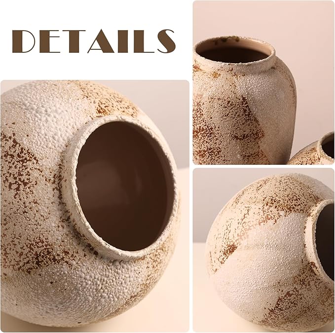 Large Ceramic Vase, 11.8 Inch Minimalist Decorative Farmhouse Vase for Home Decor, Living Room, Shelf Decor, Entryway, Wedding, Table Decoration