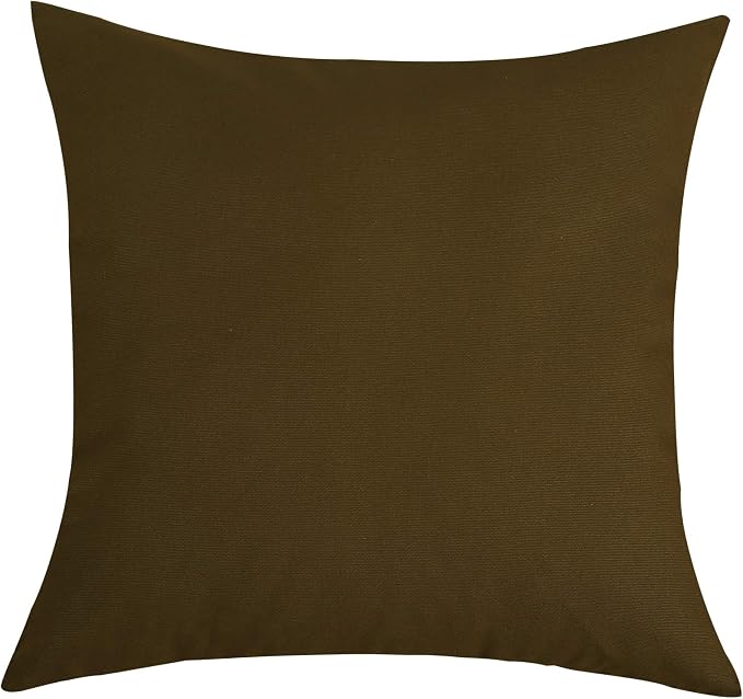 TangDepot Cotton Solid Throw Pillow Covers, 18" x 18" , Coffee, 1 Count (Pack of 1) | 100% cotton, same-color zip, machine wash & air dry. For living room, bedroom, office, car. 42 colors, 228 sizes. Cover only.