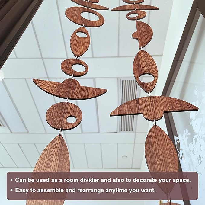 13PCS Retro Mid Century Modern Wall Art MCM Decor for Living Room Bedroom Kitchen Study, Walnut Wood Texture 16.5"x51.3"