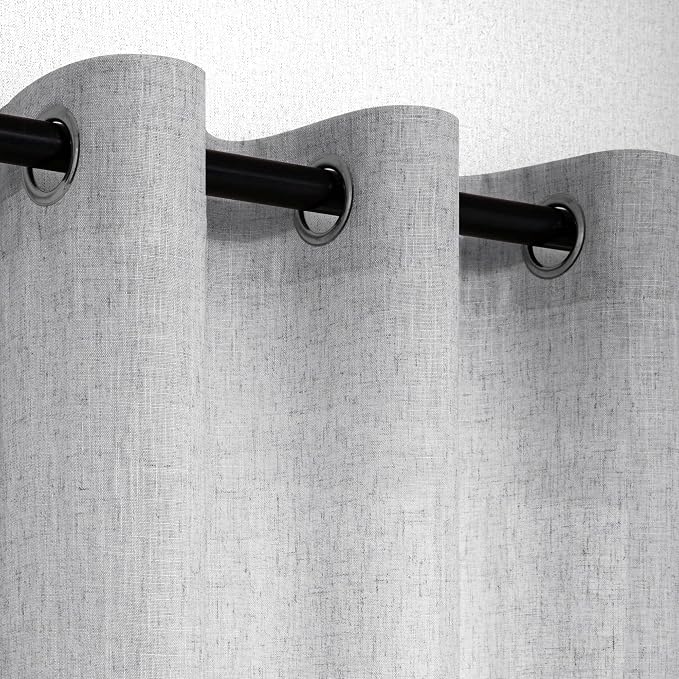 Pitalk Grey Short Curtains for Bathroom Window Privacy Light Filtering Small Curtains for Bedroom 52 x 54 Inch Length 2 Panel Patch