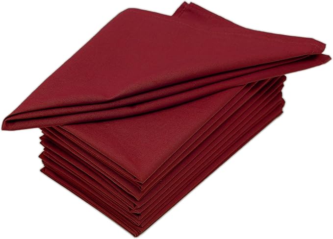 Dinner Cloth Napkins 100% Cotton, Set of 12, 18 X 18 Inches, Everyday Use Linen Napkins Washable, Reusable, Soft, Absorbent Dining Decor Oversized Napkins for Wedding, Easter Parties, Maroon
