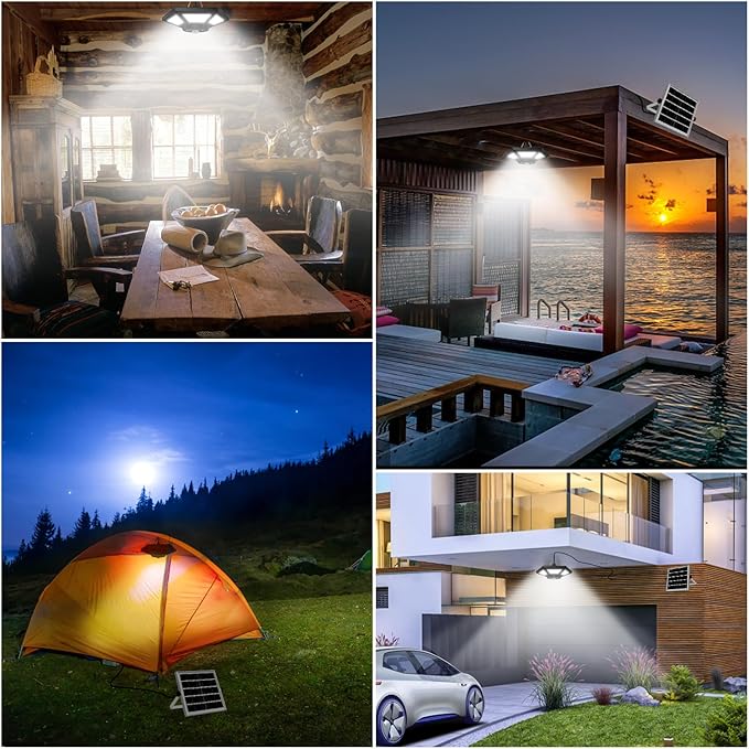 Solar Shed Light Indoor Outdoor Solar Powered Pandent Daytime Work Lights with 5 Lighting Modes & 3 Timers, 180LED Solar Indoor Lights Motion Sensor with Remote Control for Shed Barn Garage