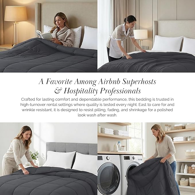 Southshore Fine Living, Inc. Oversized Blue Comforter, King Size, Cozy and Soft, Pet Hair Resistant Bedding, California/King Size Down-Alternative Comforter/Bedspread, Dark Blue