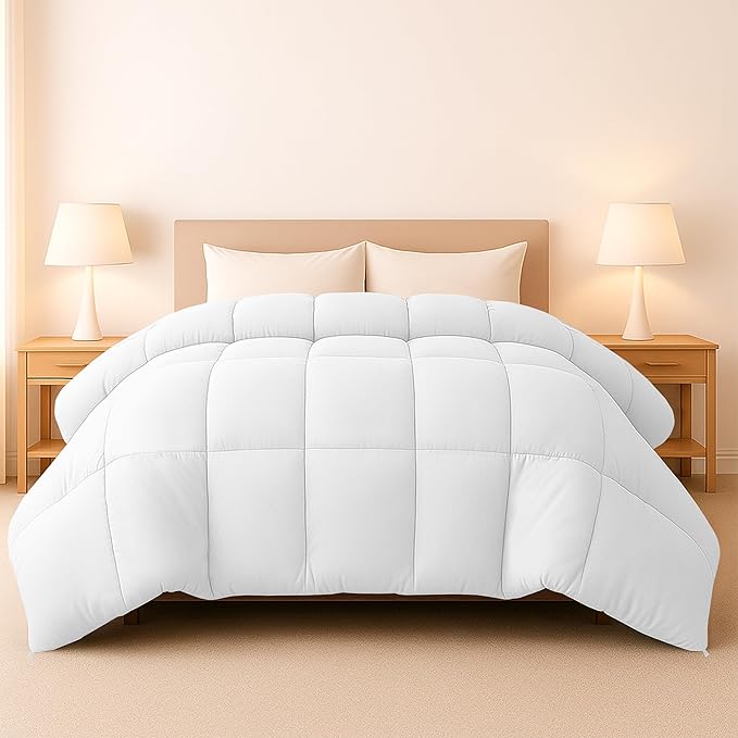 LUX Décor Twin Comforter – 92x68 Ultra-Soft Down Alternative Duvet Insert with Corner Tabs & Box Stitching, Hotel Quality Plush Hypoallergenic Microfiber, Oeko-TEX Certified – White