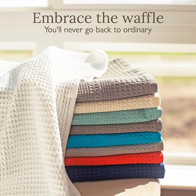 GILDEN TREE Waffle Hand Towels for Bathroom Quick Dry Towel Super Absorbent Thin 100% Cotton Lint Free, Hand Towels for Bathroom Set of 2, Classic Style (Stone)