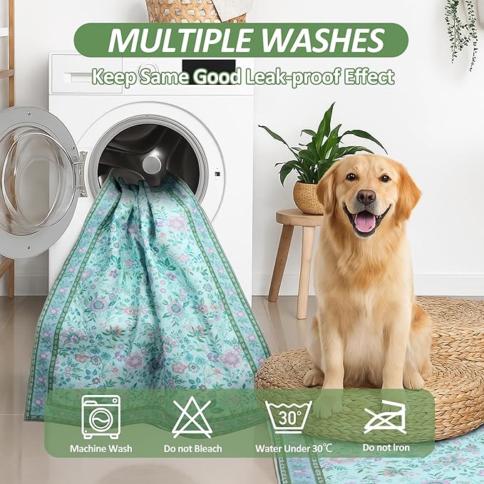 Washable Pee Pads for Dogs, 2Pack Reusable Puppy Pads Dog Potty Training Pads, Flower Waterproof Dog Pee Pads Mat , Whelping Pad, Non-Slip Protects Against Urine Leakage,36"x 36"