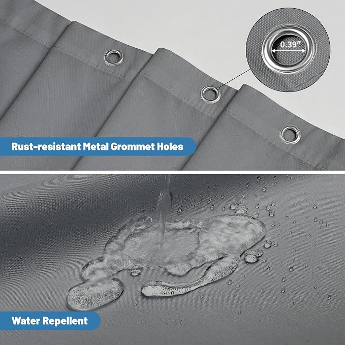 1 Pack Water-Repellent Fabric Shower Curtain Liner - Hotel Quality Machine Washable, 3 Heavy-Duty Magnets with Rustproof Grommets & Weighted Hem, Standard Size 72x78in Grey